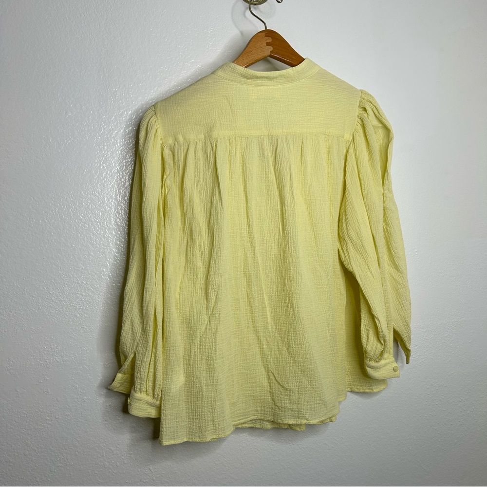 Madison Puff-Sleeve Button Front Top - Lemon Yellow - Picture 5 of 8